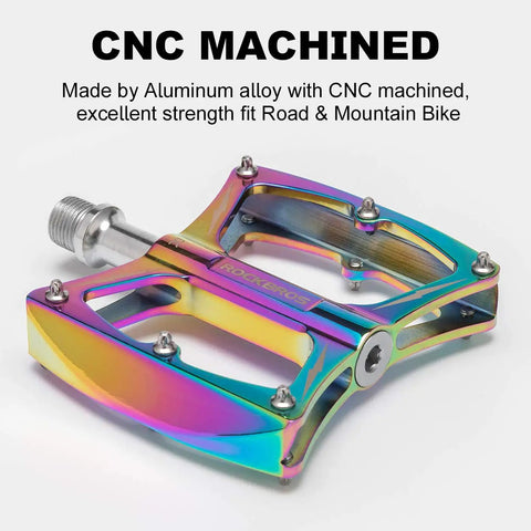 Nine Sixteenths Inch Aluminum Mountain Bike Pedals With Sealed Bearings, Lightweight Flat Platform Pedals For MTB BMX Road Bikes, CNC Machined Alloy