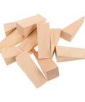 Triangle Wood Door Stop Wedges 20 Pack Heavy Duty Door Stoppers For Floor And Wall Protection, light yellow wooden wedges pile