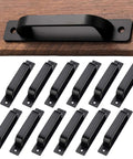 Matte Black 6 Inch Cabinet Handles Set Of 12 With Base Plate Aluminum Alloy Construction Heavy Duty Drawer Pulls