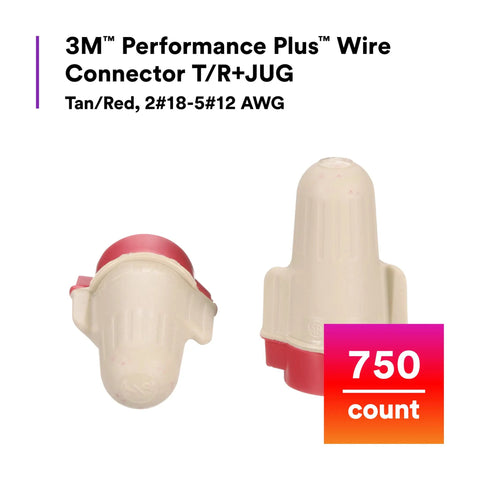 Performance Plus Wire Connectors T And R Jug Tan Red 22-8 AWG Copper UL Listed CSA Certified Pack of 750