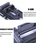Heavy Duty Bench Vise for Woodworking Pros That Grips Tight Like Crazy For Pipe Cutting And Wood Projects With solid V-jaw for stable clamping.
