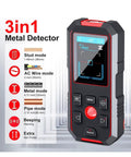 Top Tier Wall Stud Finder And Straight Up Reliable Metal Scanner Featuring Laser Rangefinder And Integrated Digital Level For No Sweat Live Wire Detection Plus Copper Pipe Scan with display and control buttons.