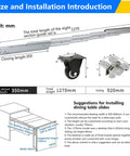 Pro Grade Full Extension Table Slide Featuring Hidden Retractable Guide Rail And Tough Aluminum Telescopic Tracks For Buttery Smooth Kitchen Countertop Upgrades Measuring Exactly 1270mm In Length with installation dimensions.