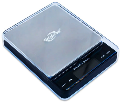 Top view of Pro Pocket Scale 3000g Digital Precision 0.1g 0.01oz Tiny But Mighty For Kitchen And Postal Use, sleek design with cover.