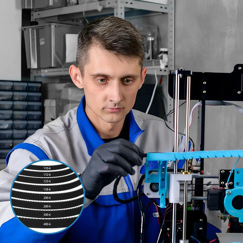 Technician installing Eight Piece Timing Belt Set For 3D Printers Open Synchronous Belts 6mm Wide on 3D printer
