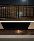 Fence Privacy Screen for Balcony and Patio Shade Cloth 3 Feet 3 Inches by 9 Feet 9 Inches, 80 Percent Shade, night view on railing