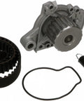 Engine Timing Belt Kit With Water Pump For Durable Replacement, shown with tensioners and gaskets for easy install