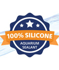 100% Silicone Aquarium Sealant badge with stars, highlighting the Clear Silicone Aquarium Sealant 3 Ounce Tube Waterproof And Flexible Bond.