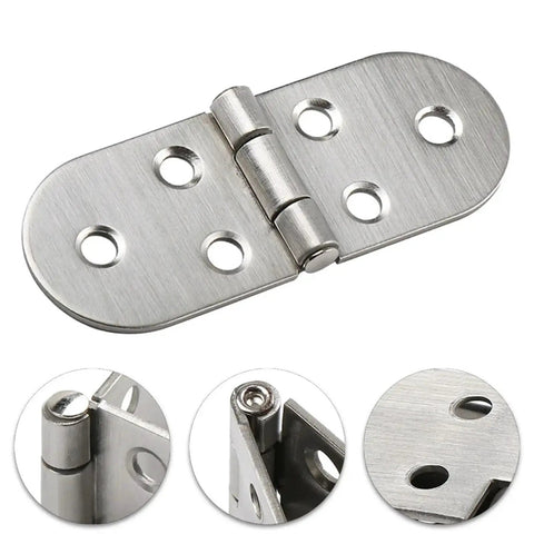 Self Supporting Flush Hinge For Folding Sewing Machine Table And Cabinet Hardware, stainless steel, durable, top view with multiple installation holes.