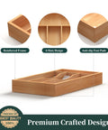 Compact Bamboo Kitchen Drawer Organizer Grooved Slots Keep Silverware Utensils Flatware with 4 slots and anti-slip foot pads.