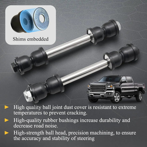 Front Stabilizer Sway Bar End Links For Chevy GMC Silverado Tahoe Suburban Yukon Escalade 2007 2016 OE Replacement Fits Avalanche 2007 2013 And Yukon XL 2007 2016, pair