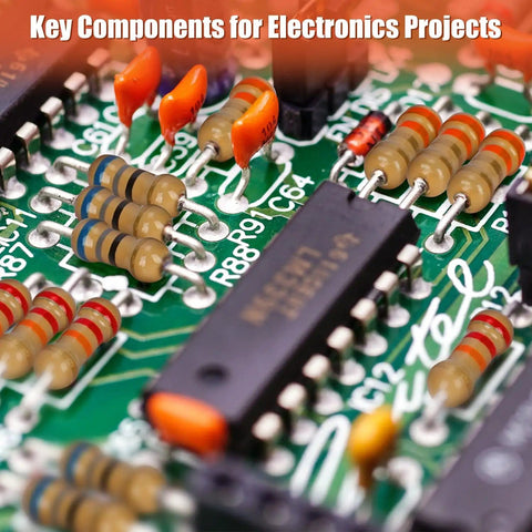 Close-up of circuit board with resistors from Massive 1000-Piece Resistor Kit With 25 Values From 1 Ohm To 1 Megohm, ideal for DIY electronics.