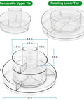 Real Deal Slick Spin 360 Round Rotating Makeup Organizer Clear Acrylic Lazy Susan Cosmetic Storage Tray dimensions and tiers.