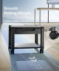 Printer Stand With Space Saving Cable Management And Storage Drawer, Rolling Printer Cart With Locking Wheels in office setting
