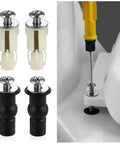 Rust Resistant Universal Toilet Seat Bolts And Nuts Kit With Brass Thread Inserts For Easy DIY Install Includes 4 Stainless Bolts, 2 Black Rubber Nuts, 2 White Plastic Nuts, And 4 Stainless Gaskets