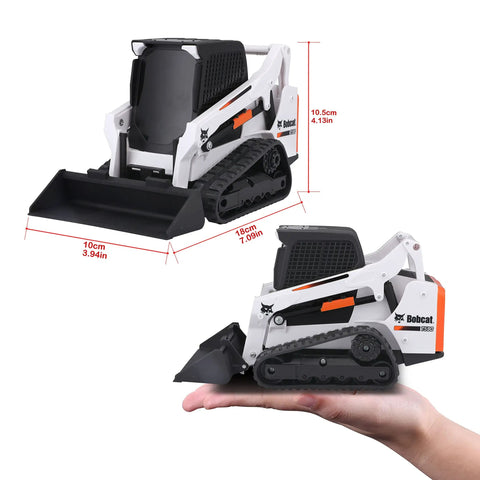 Remote Control Bobcat T590 Track Loader Toy For Realistic RC Construction Play on display, multicolor finish, compact size.