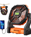 Portable USB Camping Fan With 20000mAh Battery Cordless Rechargeable Personal Fan With LED Light And Hanging Hook