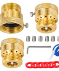 Three Quarter Inch Solid Brass Garden Hose Connection Vacuum Breaker Backflow Preventer Kit With Allen Wrench And Headless Hex Set Screws 3 Pack Includes Washers Tape
