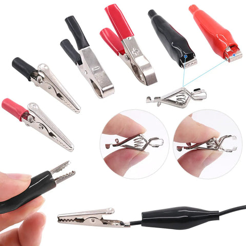 108 Pcs Alligator Clip Set with red black 35mm 45mm 53mm metal crocodile clips and 5A 15A 30A charging clips for lab testing