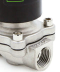 Close-up of 1/2-inch connection on Half Inch Stainless Steel Electric Solenoid Valve 24V DC Normally Closed Viton Seals For Water Air Fuel Systems