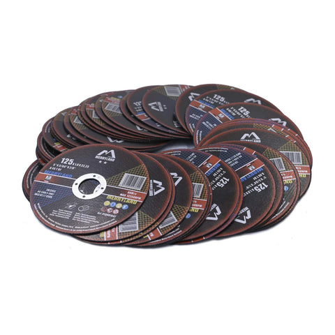 Merryland 5-inch metal cutting wheel discs, stainless steel/iron, 50-pack for angle grinders