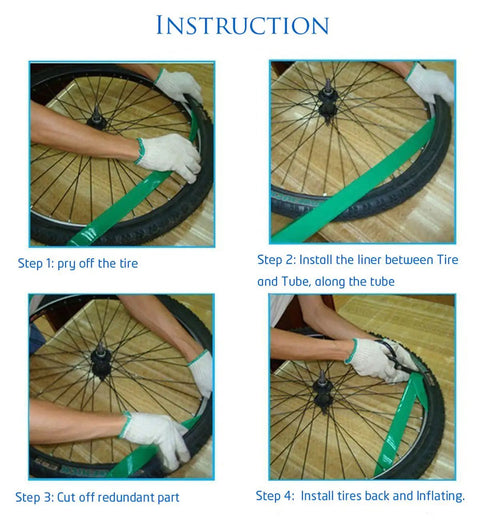 Installation steps for All-Terrain Bicycle Tire Liner Protector for Mountain and Commuter Bikes, 1mm Polyurethane Shield, pair use