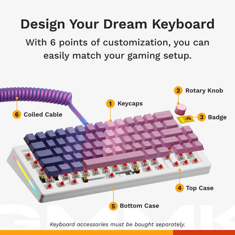 Level Up Your Desk With This 65 Percent Mechanical Gaming Keyboard Featuring A Knob Modular Gasket Mount And Thick Doubleshot Pbt Keycaps For Crisp Clicky Sounds That Feel Legit Fire And Worth The Hype, showcasing customizable keycaps and rotary knob.