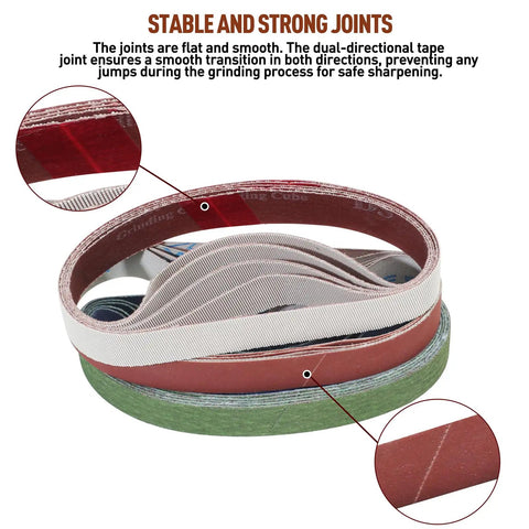 Replacement Sanding Belt Kit 3/4x12 for Ken Onion Edition Knife Sharpener showing durable joint design, 45 Belts.