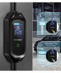 Road Trip Ready Portable EV Charger Type 2 Gt B 7kW 32A one phase with adjustable settings and digital display.