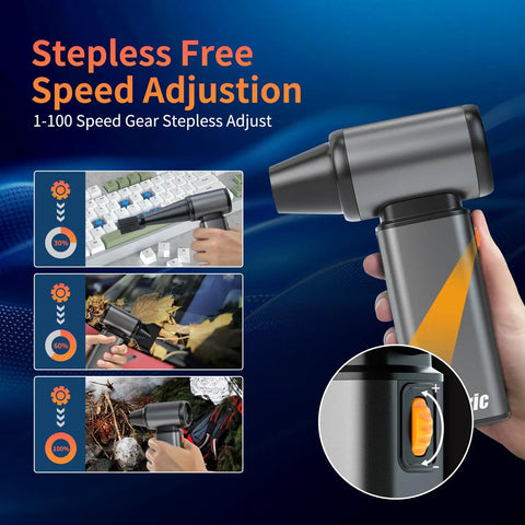 Cordless Air Duster with Stepless Speed Control and Brushless Motor for Keyboard and Dust Cleaning