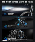Zippy 1500W Peak Mountain Electric Bike For Adults With 25 MPH Top Speed features headlight and dual disc brakes