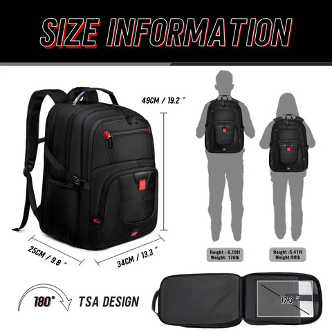 airline compliant laptop backpacks Go To Extra Large Travel Laptop Backpack For Men And Women, TSA Airline Approved Carry On Backpack With 20 Pockets, Organized Compartments, Water