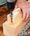Drilling wood with Drill Bit Depth Stop Collar Pro Grade Kit Built Tough with Eight Sizes and carbon steel limit rings