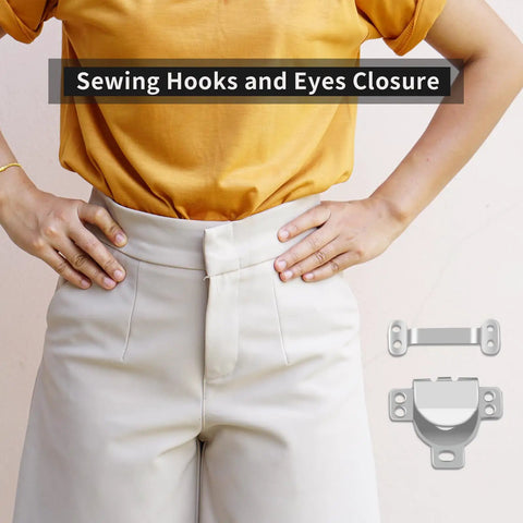 Go-To Heavy Duty Metal Hooks And Eyes Closure Set For Jeans, Denim, Trousers And Lingerie Repairs, 30 Silver Reinforced Fasteners