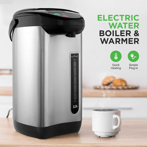 Insulated Stainless Steel Hot Water Urn With Auto And Manual Dispense, Electric Boiler With Safety Lock Shutoff, 3.2 L