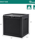 32 Gallon Outdoor Storage Box With Lockable Lid And Side Handles, Waterproof Resin Rattan Deck Box dimensions