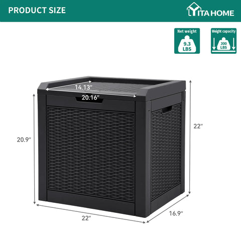 32 Gallon Outdoor Storage Box With Lockable Lid And Side Handles, Waterproof Resin Rattan Deck Box dimensions