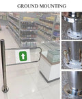 Heavy Duty Stainless Steel Swing Gate With Automatic Self Closing Security Barrier For Backyards And Commercial Lots installed as ground mount in retail space.