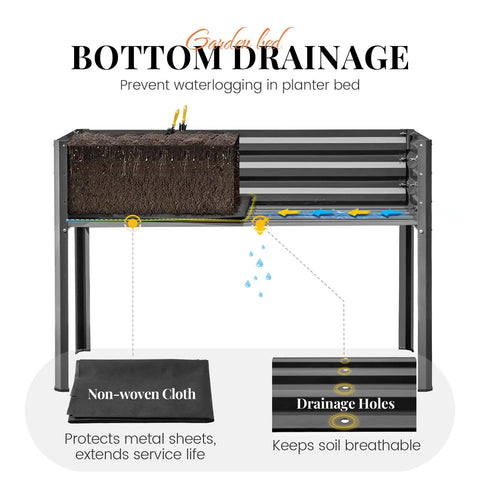 Diagram of Raised Garden Bed With Cover And Legs For Outdoor Use Galvanized Elevated Planter Box 48 By 24 By 56 Inches