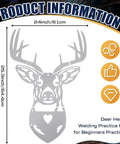 Welding Practice Kit For Beginners Metal Art Project with 201 Carbon Steel Plates showing deer head sculpture dimensions