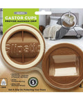Package of Large Caramel Caster Cups For 2 Inch Wheels Up To 2-1/4 Inch Wide Bed Roller And Furniture Gripper Caps Set Of 4