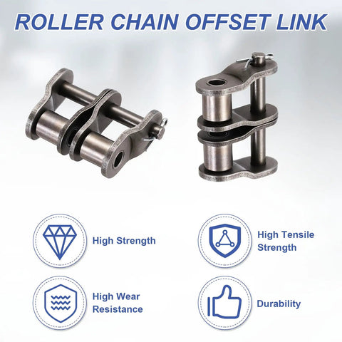 Top Grade ISO Din 20b-2 Roller Chain Offset Half Link With 1 25 Inch Pitch Manganese Steel Plate for heavy duty fixes.