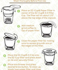 Directions for using Single Serve Coffee Filter Pack For Reusable Pods EZ Cup 2.0 White Disposable Paper Filters 6 Pack 300 Count