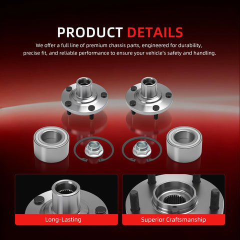 Front Wheel Bearing Hub Assembly Set 2 Pair For Toyota Camry V6 3.0L 2004 2006 And Lexus RX350 2008 2015 With 5 Lug Design OE 930400 BR930568K Premium Quality Replacement Part Built For Longevity And Smooth Performance, shown with additional parts and detailed views.