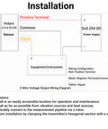 Installation diagram for 500 PSI Stainless Steel Pressure Transducer With One Eighth NPT Thread 0.5 To 4.5 Volt Output