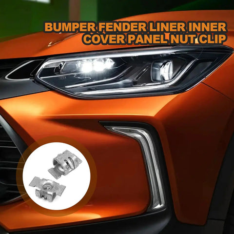 25 Piece Set Of Righteous Front Bumper Specialty Nuts And Fender Liner Panel Clips That Lock Down Tight For Gm Vehicles Featuring Direct Oem 11609952 Replacement With Knockout Fitment And Bulldog Grip For Stress Free Underbody Work, showing inner cover panel nut clip on a vehicle.