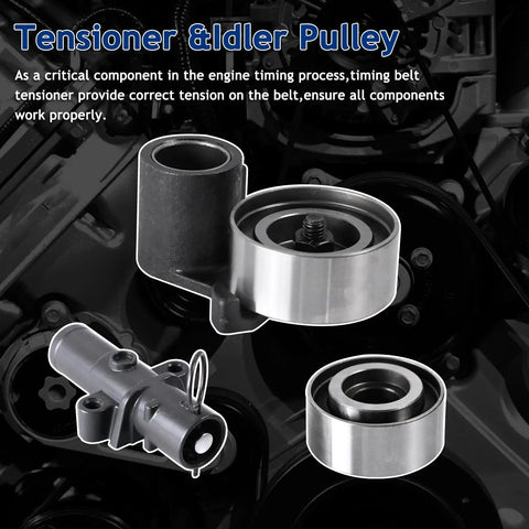 Tensioner and idler pulley from Beefed Up Timing Belt Kit With Water Pump For Honda Accord Crosstour Odyssey Pilot Ridgeline MDX RDX RL TL TSX ZDX Replaces TKH002 TCKWP329 19200RDVJ01