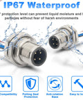 M12 4 Pin A Code Male Connector Cable 0.7 Ft Panel Mount Extension Cable Outdoor IP67 Waterproof Bulkhead Connector