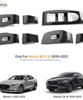 7-piece Mazda CX 30 Interior Upgrade Armrest Cover And Window Lift Down Control Panel Trim Kit For Mazda 3 And CX 30 Models 2020 To 2026 Left Hand Drive Only Easy Install Slick Premium Look And Durable ABS Trim.