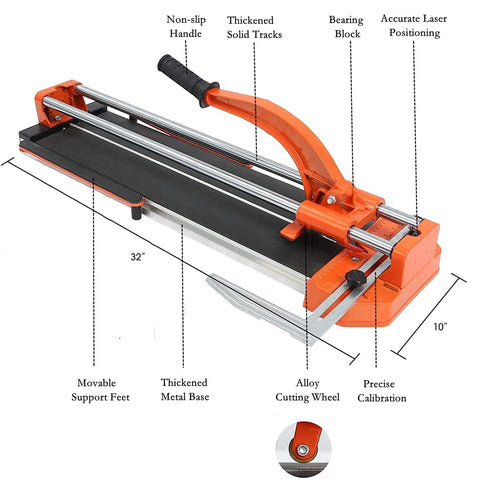 24 Inch Manual Tile Cutter With Double Rails For Ceramic And Porcelain Tiles Beast Mode Stability Anti Skid Feet Adjustable Ruler